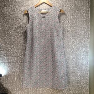 Jude Connally Women Zig Zag Print Sleeveless Shift Dress S Polyester USA Made